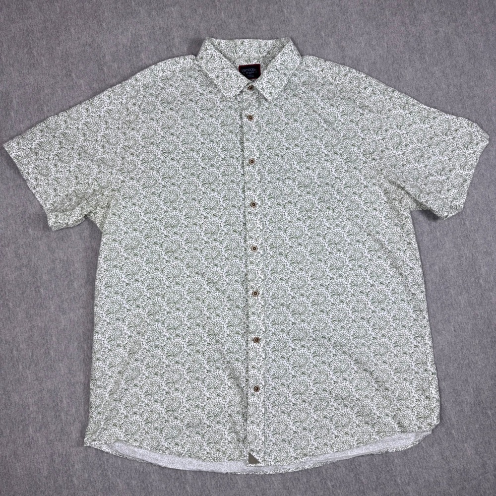 UNTUCKit Hillview Floral Shirt Mens 2XL Tall Green White Cotton Short Sleeve